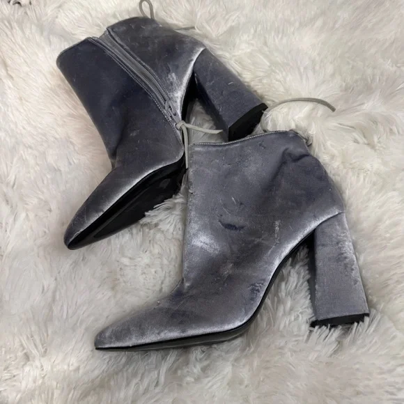 Stuart Weitzman Grandiose Silver Gray Heeled Boots 5 - Picture 4 of 12
